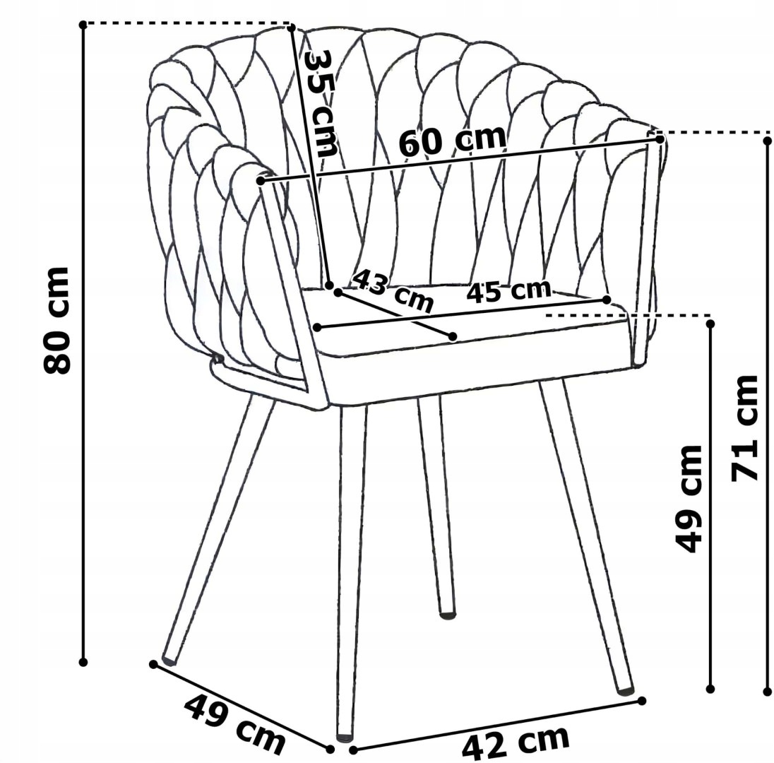 Velurové pletené křeslo COFTON BLACK VELVET, černé Šířka nábytku 60 cm