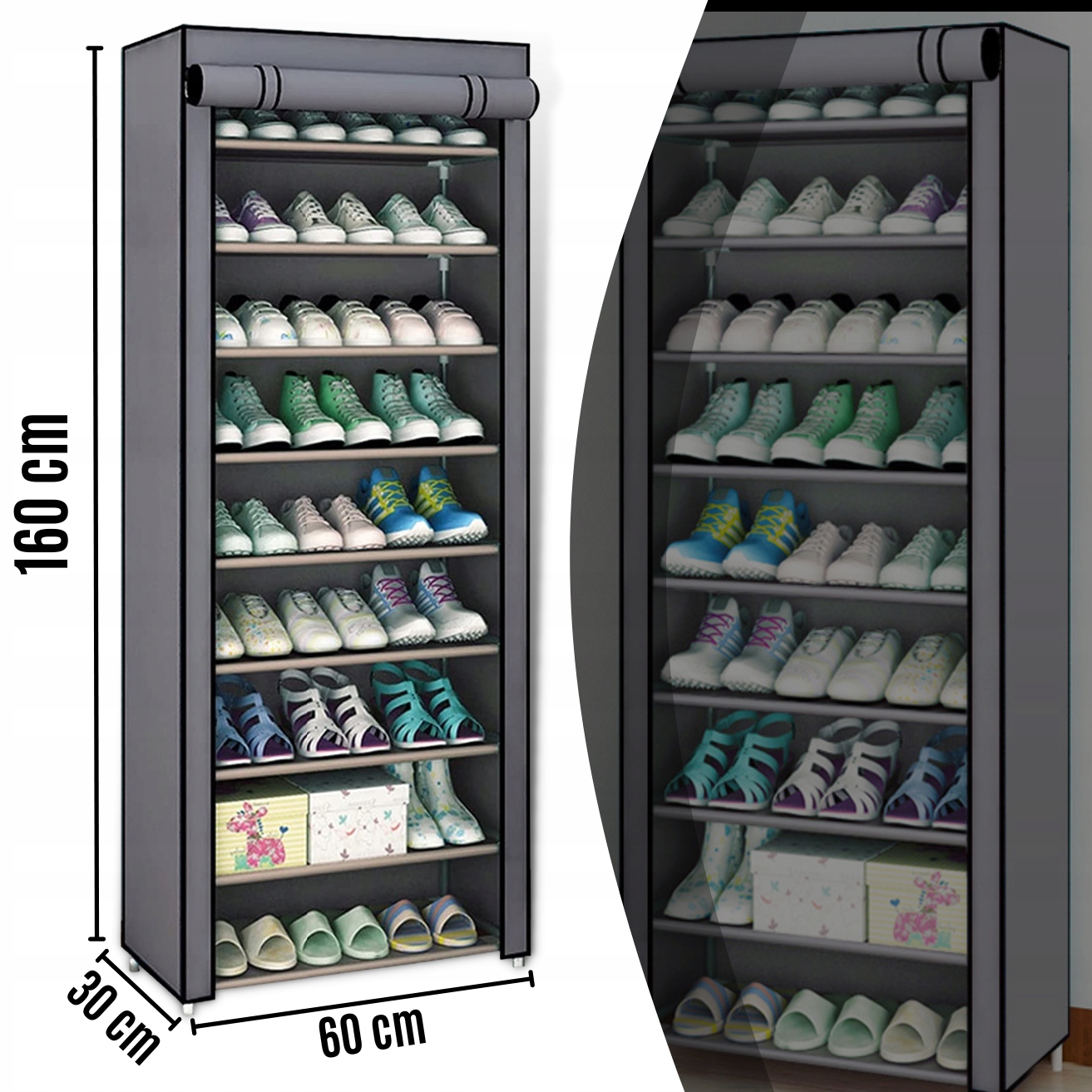 SKŘÍŇ NA BOTY TEXTILNÍ OBUV SKLÁDACÍ POLICE REGÁL PROSTORNÝ XXL Stav balení originální