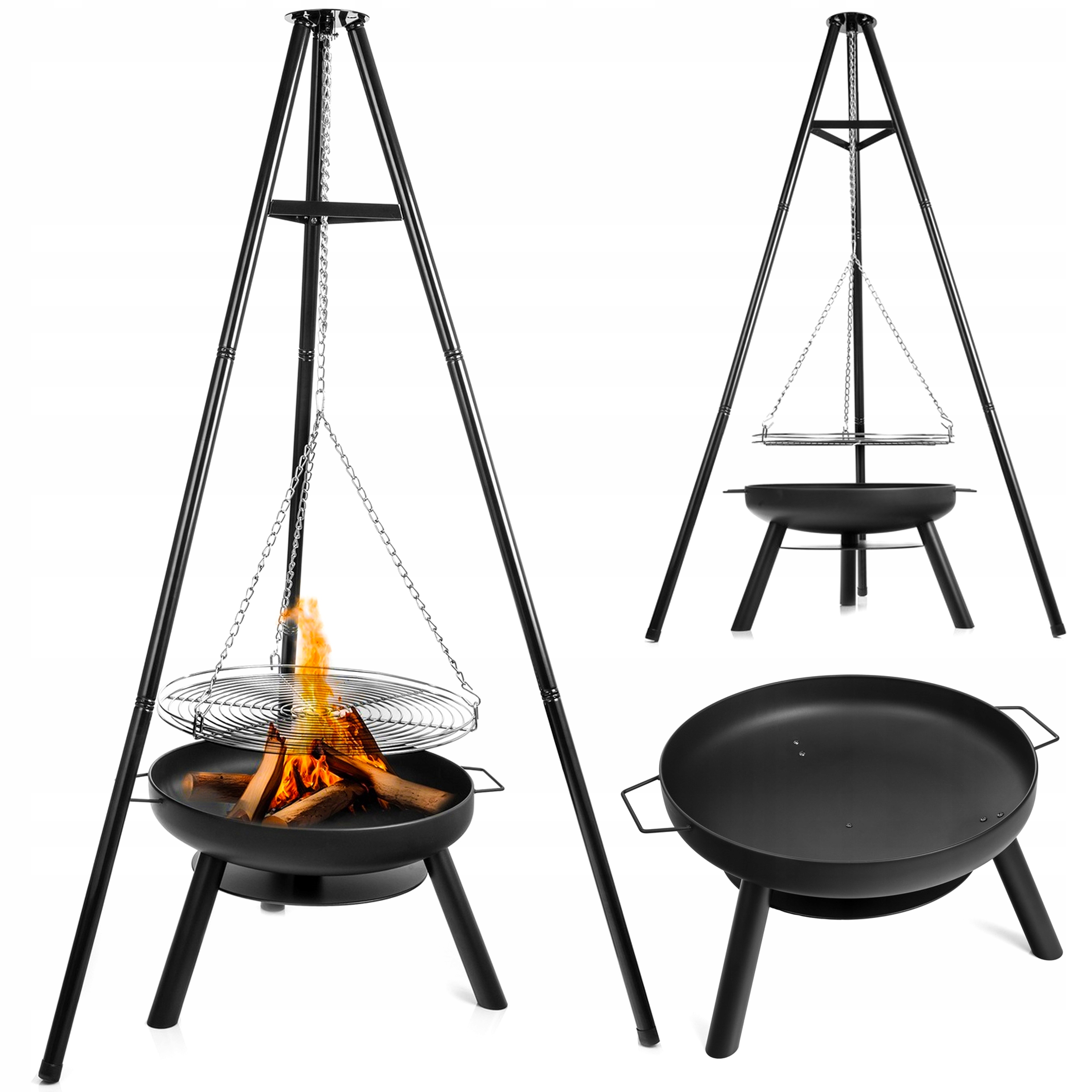 ZAHRADNÍ OHNIŠTĚ, ZAHRADNÍ GRIL TROJNOŽKA S ROŠTEM LEHMANN, ROŠT 60 CM