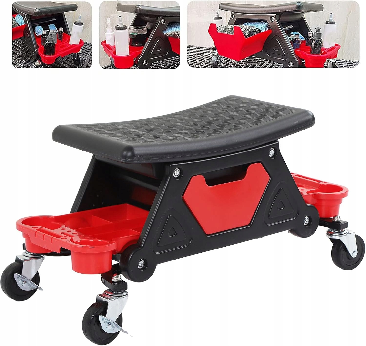 DÍLENSKÁ STOLIČKA SEDADLO OTOČNÁ KOLEČKA 360° POLICE NA NÁŘADÍ Kód výrobce L11646