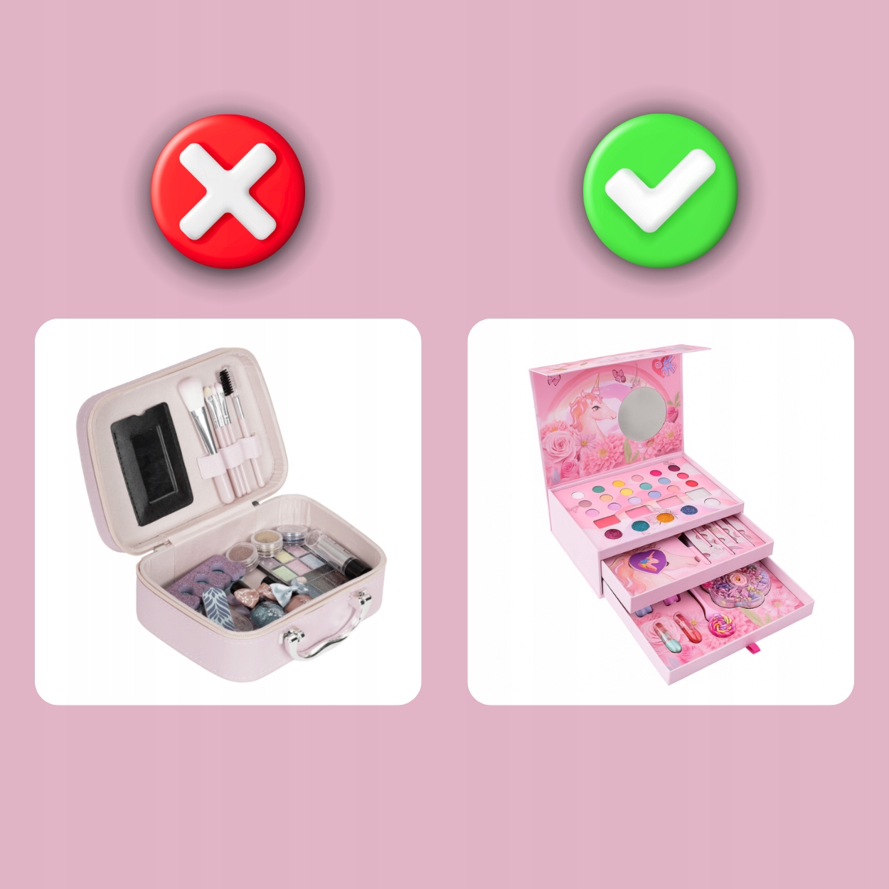 Skládací dětská kosmetická KUFŘÍK s jednorožcem, DÁREK líčicí korálky Pohlaví dívky