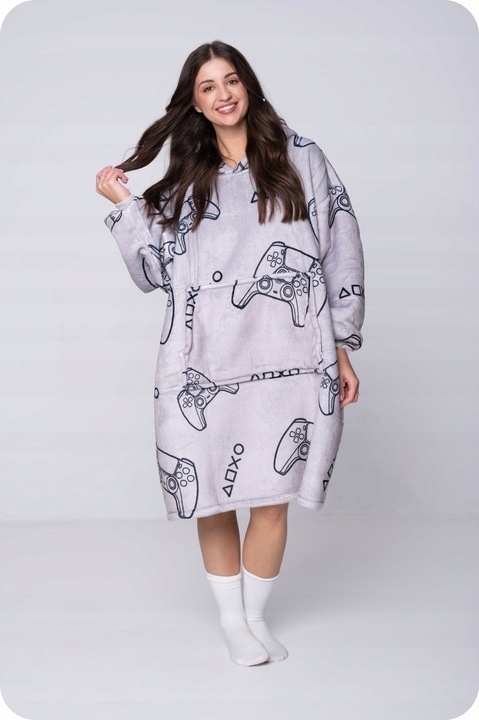 DEKA oversize mikina Tlustá MIKINOVÁ DEKA 2v1 XXL Vzor PADY Kožešina pro hráče Hlavní materiál fleece