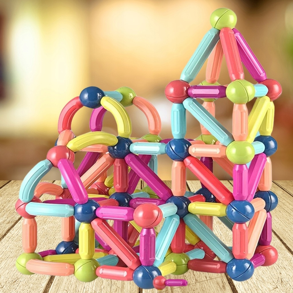 VELKÉ MAGNETICKÉ STAVEBNÍ VZDĚLÁVACÍ STAVEBNICE TYČINKY XXL 120 EL Materiál plast