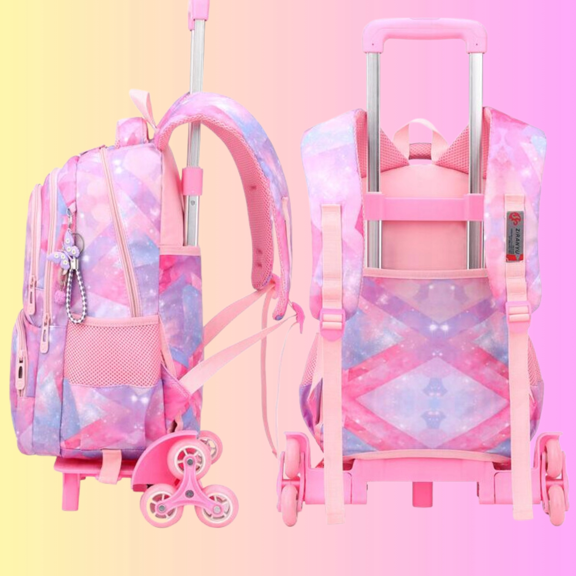 ŠKOLNÍ BATOH BATOH NA KOLEČKÁCH RÁM PRO DÍVKU, PROSTORNÝ, velikost 1-3 Velikost velká (formát A4)