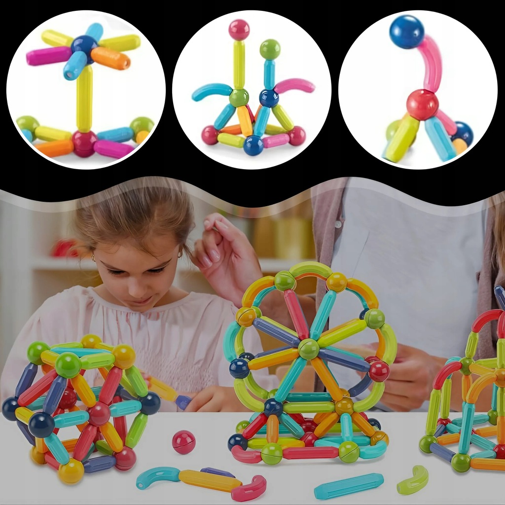 VELKÉ MAGNETICKÉ STAVEBNÍ VZDĚLÁVACÍ STAVEBNICE TYČINKY XXL 120 EL Kód výrobce klocki magnetyczne konstrukcyjne na prezent