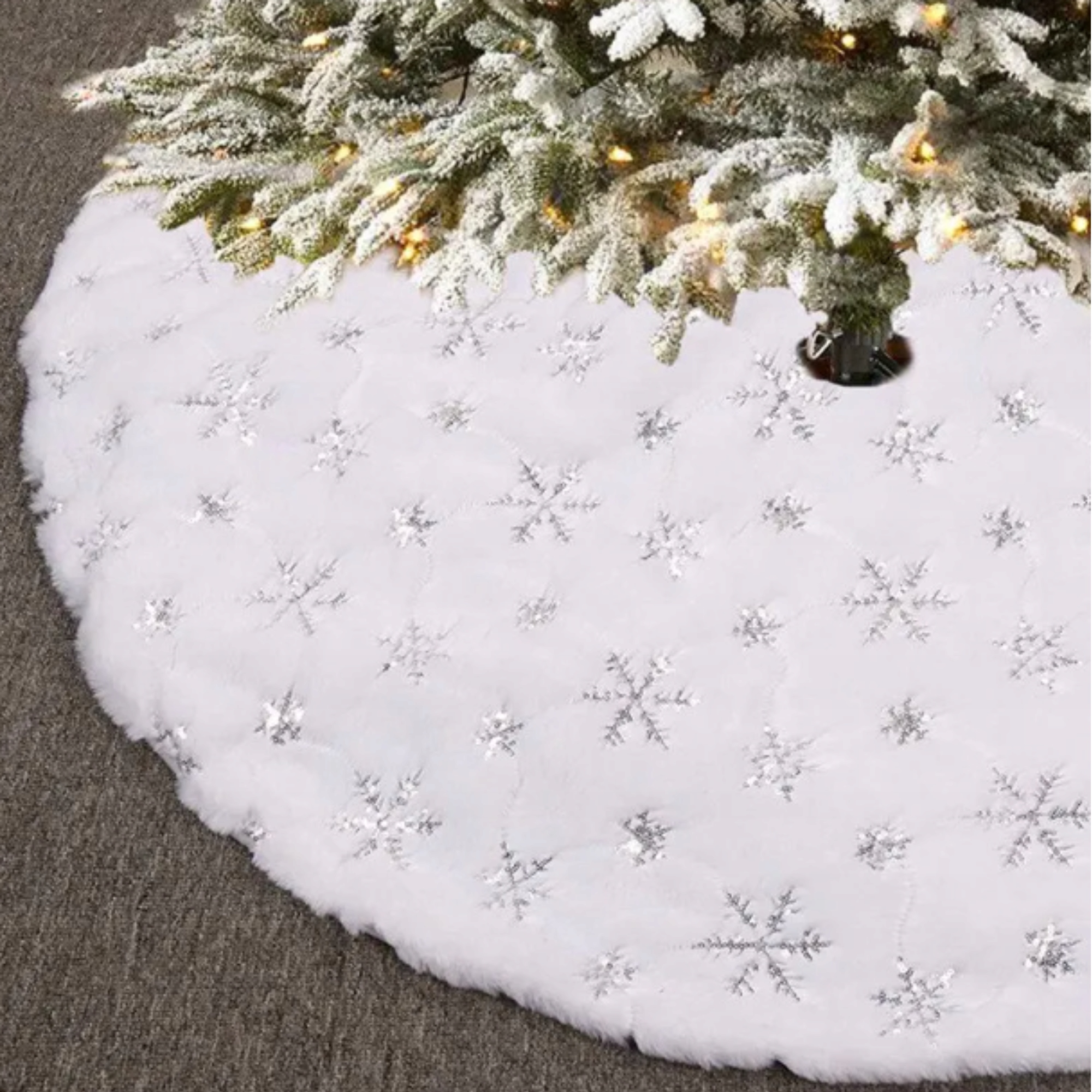 KOBEREC POD VÁNOČNÍ STROMEČEK PODLOŽKA BÍLÁ HVĚZDIČKY STŘÍBRNÝ KOBEREC 90 CM JAKO DÁREK Značka žádná značka