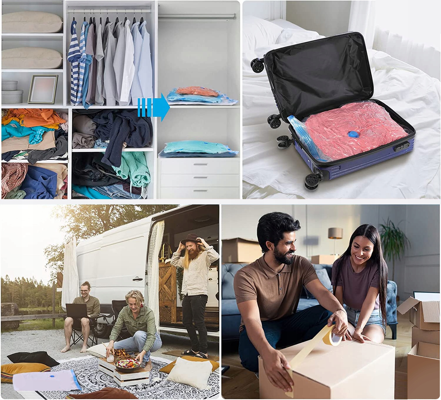 VAKUOVÉ PYTLE NA OBLEČENÍ SET 14ks -5 VELIKOSTÍ - + PUMPA Koanni Počet kusů v sadě 14