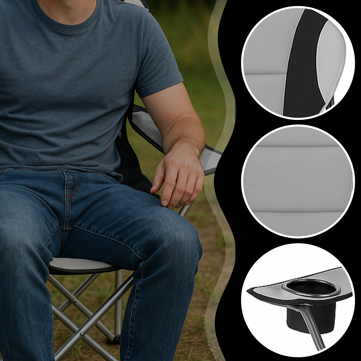 SKLÁDACÍ TURISTICKÉ RYBÁŘSKÉ KŘESLO VELKÉ PRO RYBAŘENÍ A KEMPOVÁNÍ Model krzesło kempingowe turystyczny na ryby