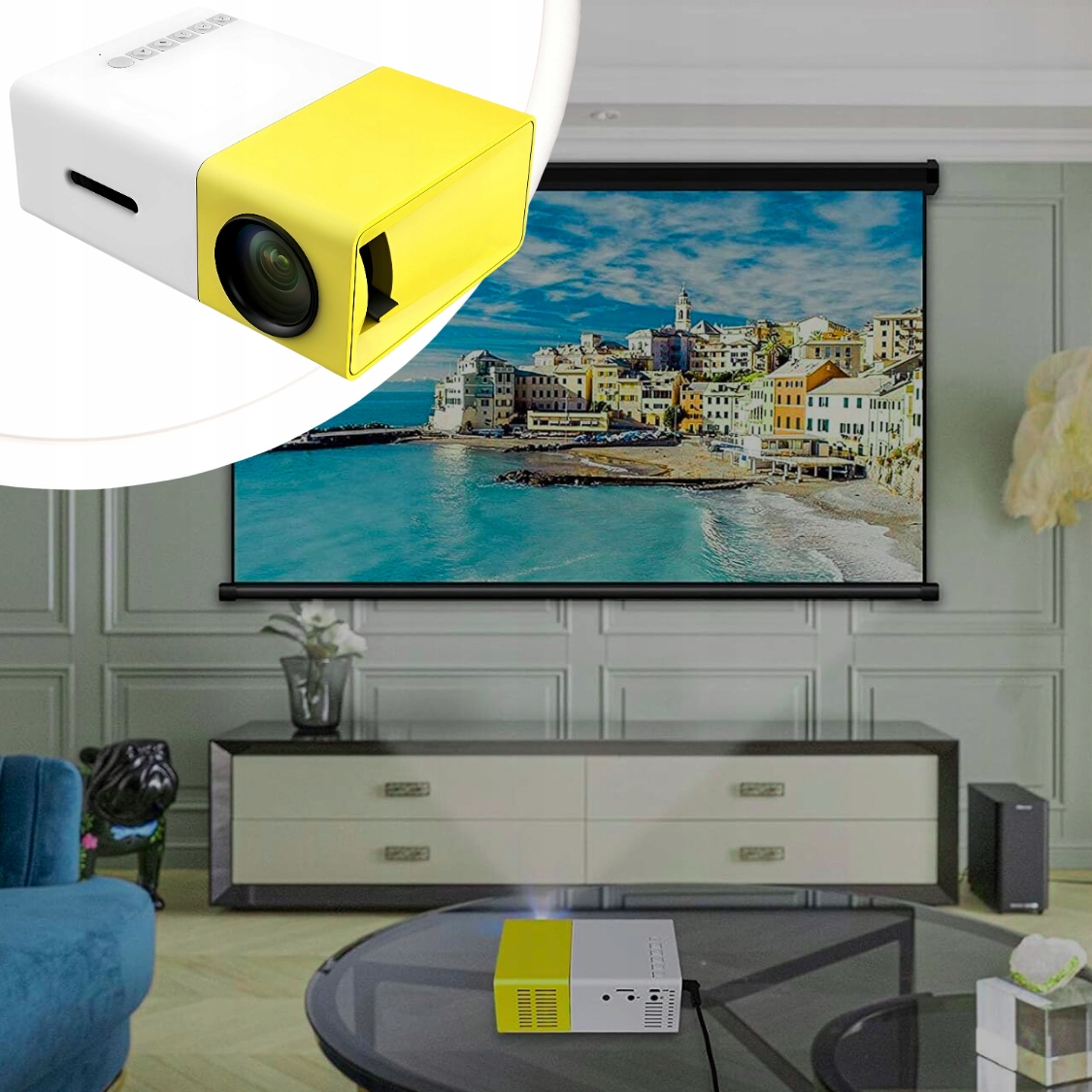 PŘENOSNÝ PROJEKTOR MINI LED FULL HD PRO KINO DOMA POHÁDKOVÉ FILMY Kód výrobce 5907419700055