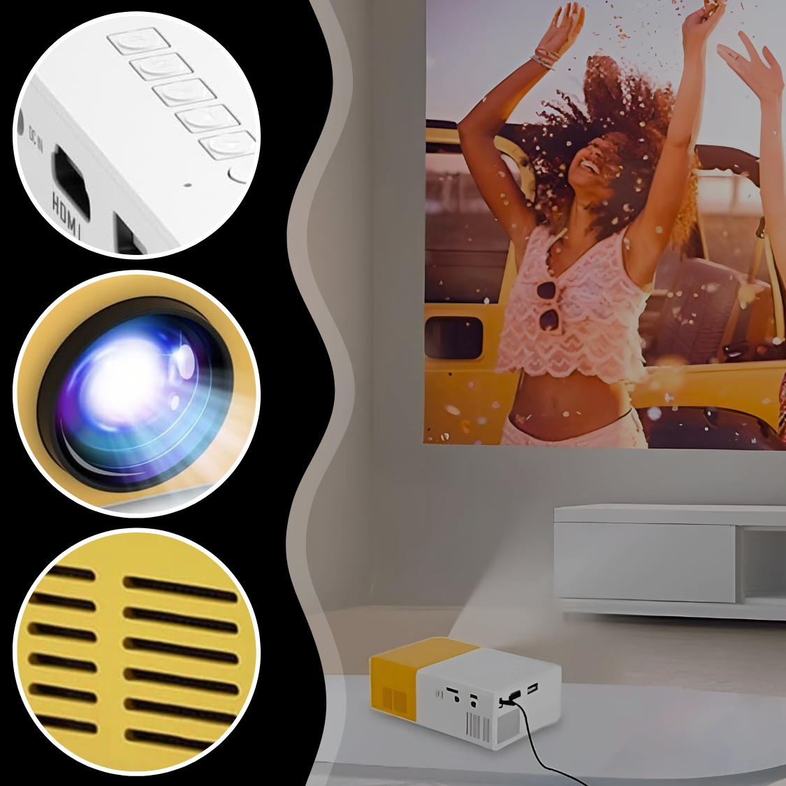 PŘENOSNÝ PROJEKTOR MINI LED FULL HD PRO KINO DOMA POHÁDKOVÉ FILMY Maximální rozlišení (px) 1920 x 1080