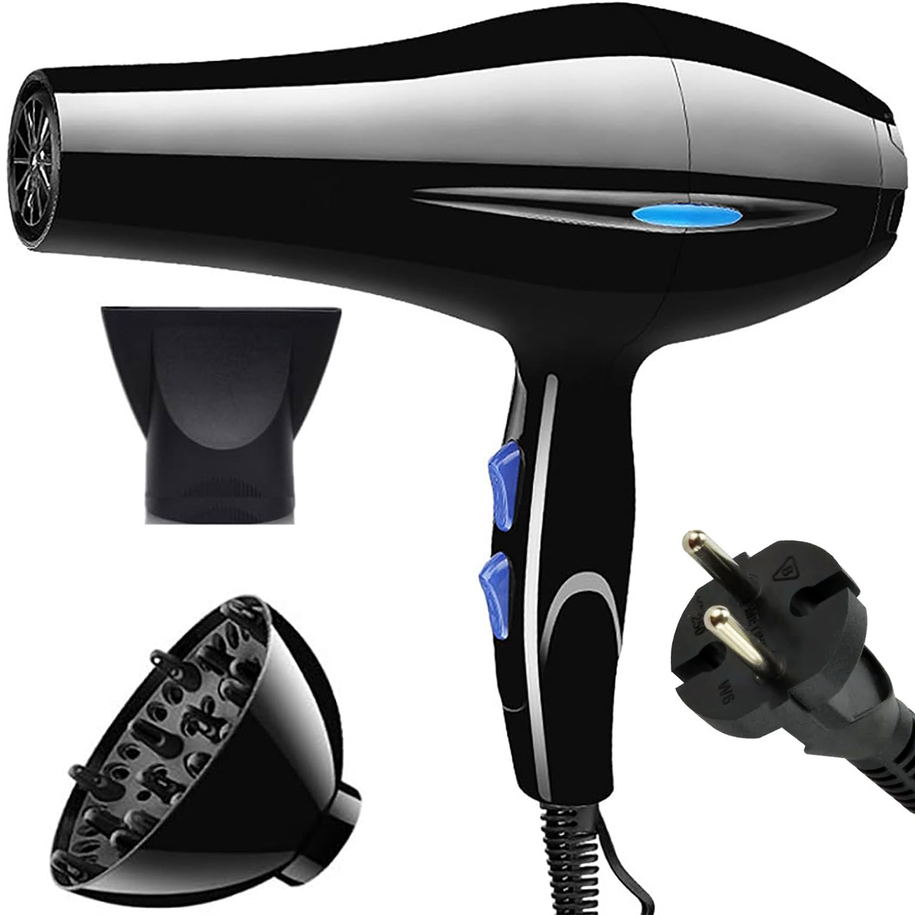 SUŠIČ VLASŮ IONIZACE DIFUZÉR STUDENÝ VZDUCH KONCENTRÁTOR VÝKONNÝ 2200 W EAN (GTIN) 5904347197643