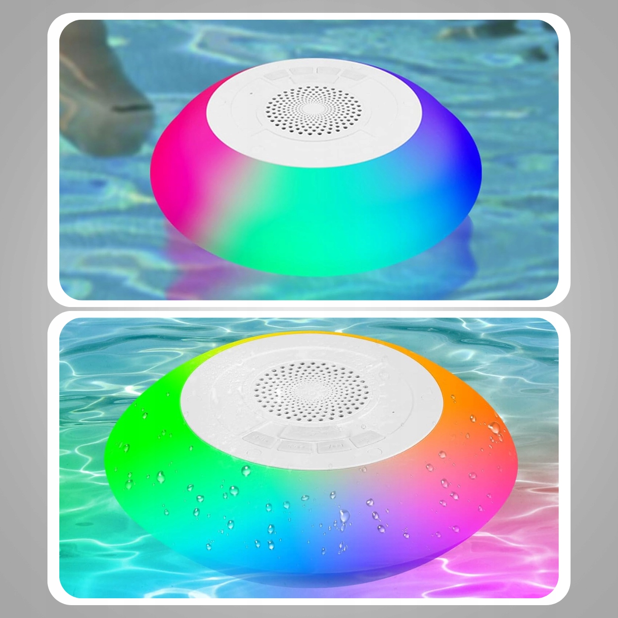 BEZDRÁTOVÝ VODĚODOLNÝ REPRODUKTOR DO BAZÉNU BLUETOOTH LED RGB PLOVOUCÍ Váha výrobku včetně jednotkového obalu 1 kg
