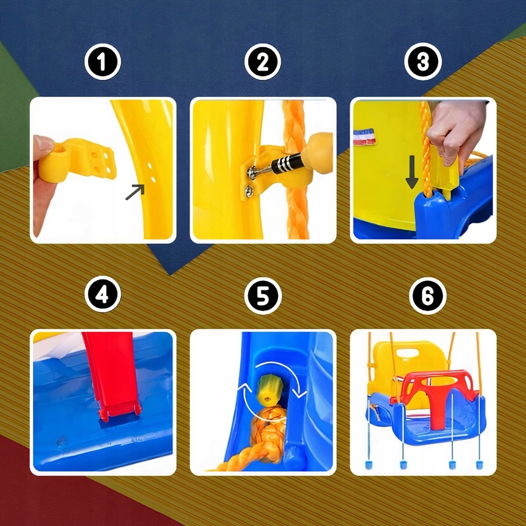 Dětská zahradní houpačka 3v1 Silná pro dům, domácí zahrada s lany 30 kg Výška výrobku 36.5 cm