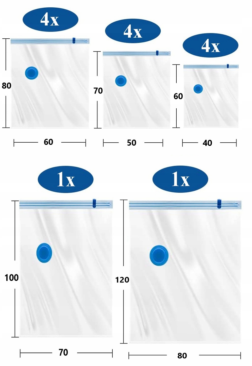 VAKUOVÉ PYTLE NA OBLEČENÍ SET 14ks -5 VELIKOSTÍ - + PUMPA Koanni EAN (GTIN) 5903686071423