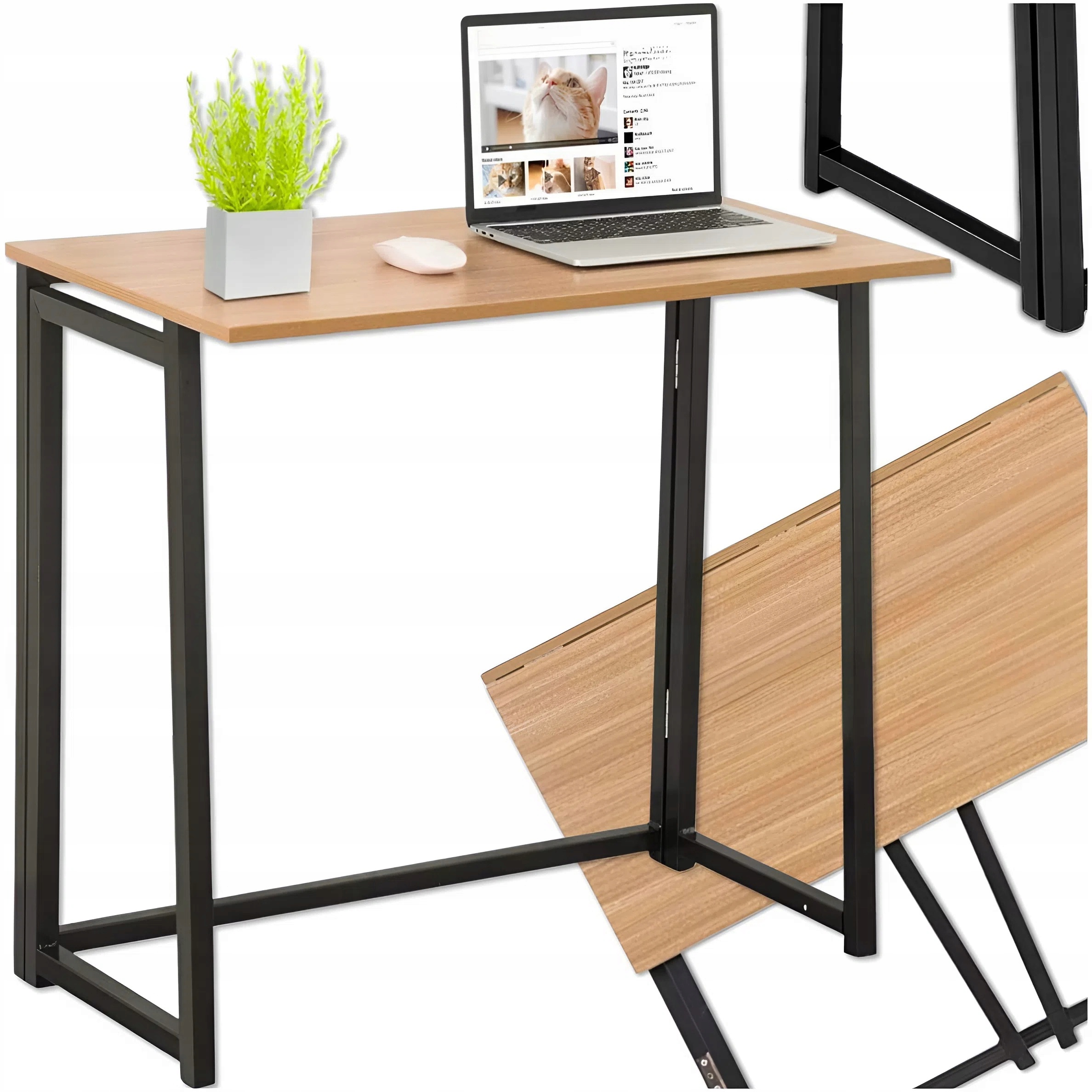 SKLÁDACÍ STŮL DO POKOJE, HNĚDÝ, MODERNÍ POČÍTAČOVÝ STŮL, UNIVERZÁLNÍ EAN (GTIN) 5906186329315