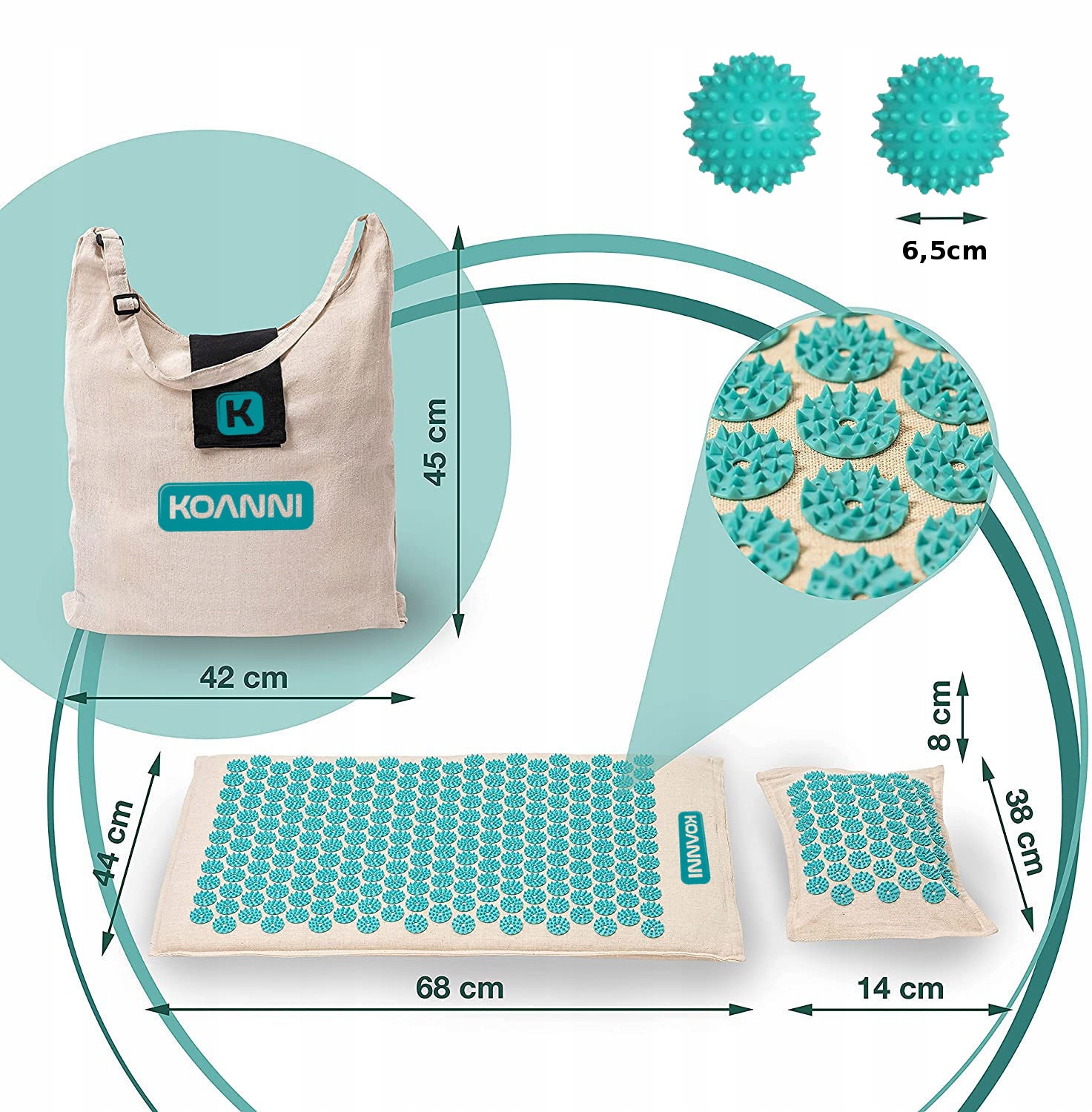 AKUPRESURNÍ PODLOŽKA 100% PŘÍRODA POHANKA + LEN + KOKOS Stav balení originální