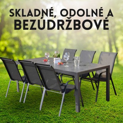 Zahradní jídelní set Viking XL + 6x kovová židle Ramada (Počet židlí 6)
