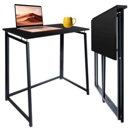 Sklopný stôl NORDIC v industriálnom štýle s drevenou doskou a kovovým telom čierny