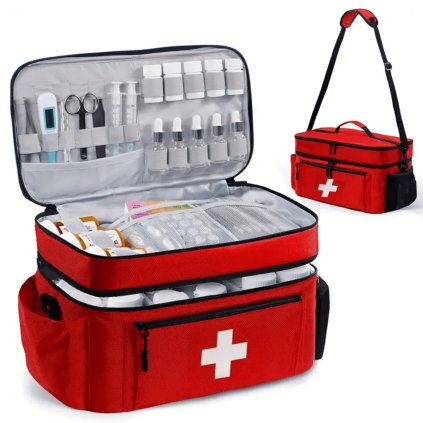 MedicBag Extra prostorný organizér na zdravotní potřeby a léky – s odepínacím popruhem a nastavitelnými přihrádkami