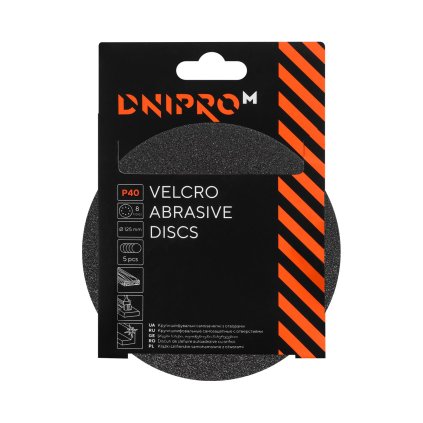 Brusný kotouč na suchý zip P40 8 dr. 125 22,2 mm 5 ks Dnipro-M