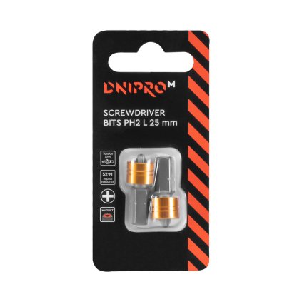 Bit PH 2 25 mm s magnetickým držákom 2 ks., Dnipro-M