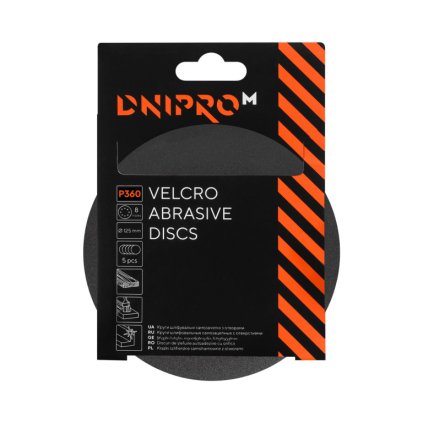 Brúsny kotúč na suchý zips P360 125 mm 5 ks / balenie, Dnipro-M