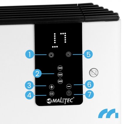 ThermoControl 2400W – konvektorový radiátor s termostatem, dálkovým ovládáním a funkcí otevřeného okna, možnost montáže na stěnu