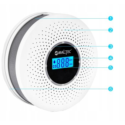 CERTIFIKOVANÝ DETEKTOR OXIDU UHELNATÉHO KOUŘE OXIDU UHELNATÉHO SAFESENSOR BEZDRÁTOVÝ 2v1