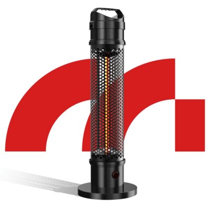 InfraHeat 360° – infračervený ohřívač 1200 W z uhlíkových vláken, ochranou proti přehřátí a překlopení, IP44