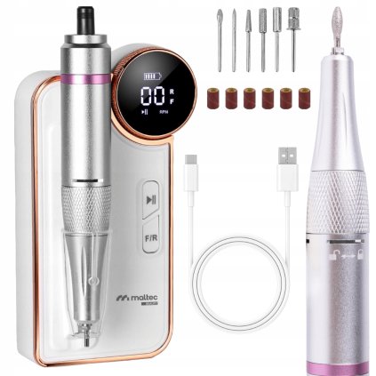 NailPro X35 Set – profesionálna bezdrôtová brúsenie na manikúru a pedikúru 50W s Twist&Lock hlavou, reguláciou otáčok 0–35 000/min a extra výdržou až 8 hodín + sada 6 fréz
