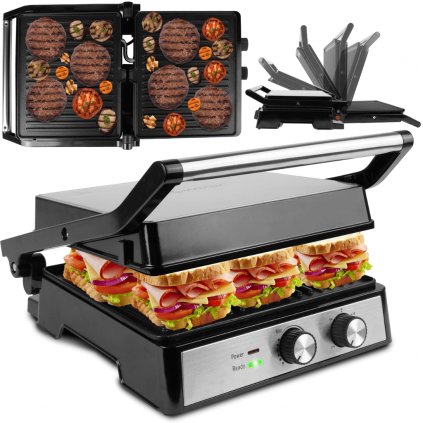 ELEKTRICKÝ ROZKLÁDACÍ GRIL TOUSTOVAČ PRO SENDVIČE PANINI TIMER 2500 W