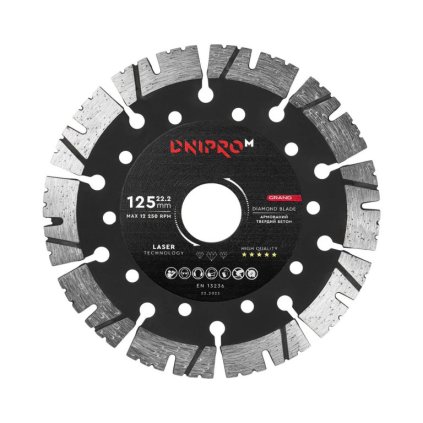 Diamantový kotouč Grand 125 mm 22,2 mm, Dnipro-M