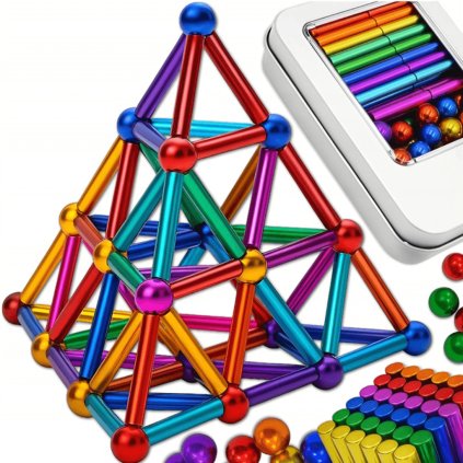 Magnetix 126 ks – magnetická stavebnice pro dospělé i děti, 2D i 3D tvary