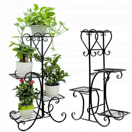 GreenStand kovový stojan na rastliny 79 cm, 4 úrovne, s ozdobným kovaním