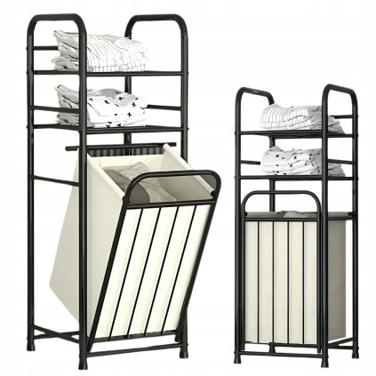 NEATLINE koš na prádlo s úložným prostorem – kovový rám, dvě police, 45 l
