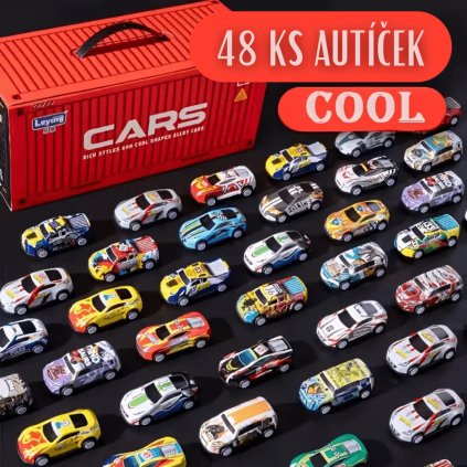 CARZA Veľká kolekcia kovových autíčok 48 ks v prenosnom kontajneri pre deti