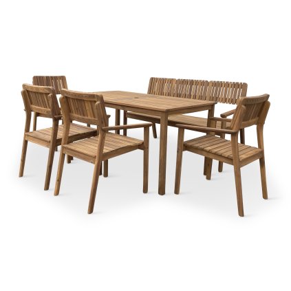 Zahradní dřevěný set stůl LUCY + 4x křeslo + 1x lavice 3 místná (2)