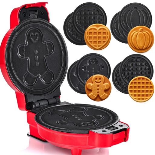 CherryBake 490W – Mini vaflovač se 4 výměnnými deskami pro sladké okamžiky