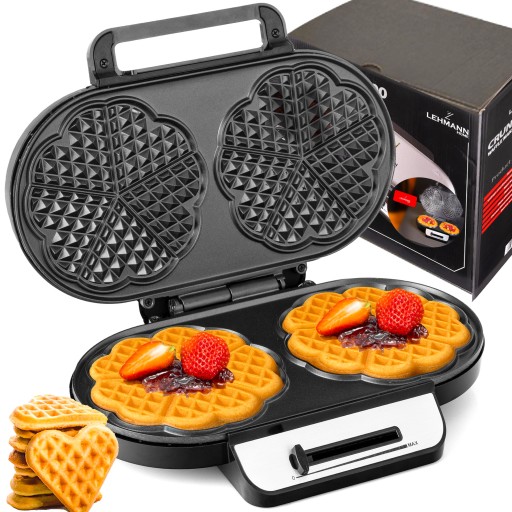 HeartBake Pro 2000 W – Vaflovač pro dvě velké vafle rozdělené do deseti srdíček