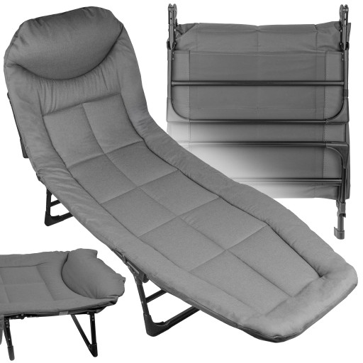 Levně Skládací lehátko RelaxFold se nastavitelným opěradlem, nosností 120 kg, ocelovou konstrukcí a dvouvrstvou matrací + kapsa na příslušenství