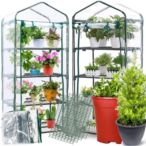 EcoGarden Loft 158cm – Mini fóliovník na balkon a terasu se 4 úrovněmi, rolovacími dveřmi a UV fólií