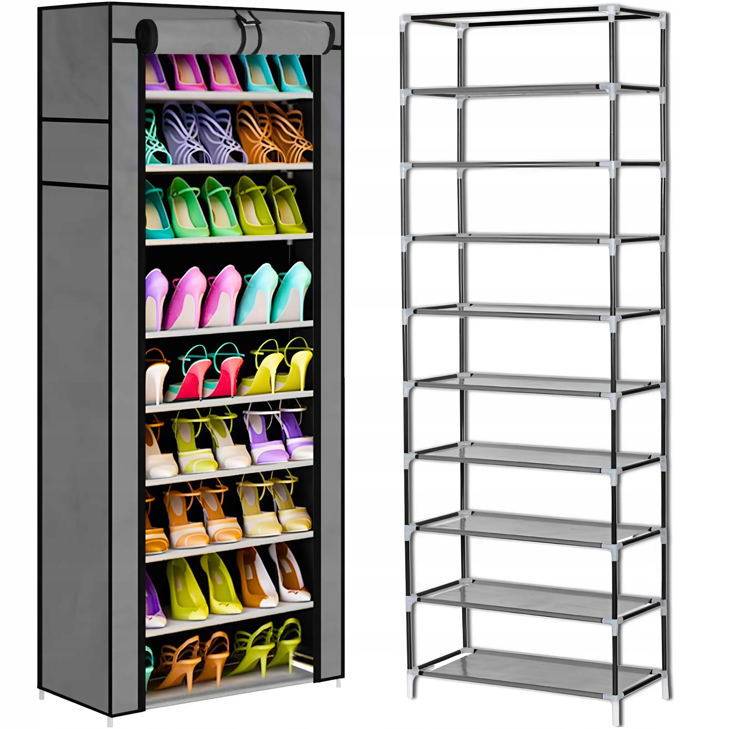 SlimFit botník 60x160x30 cm – úzký regál na obuv do předsíně, šedý design