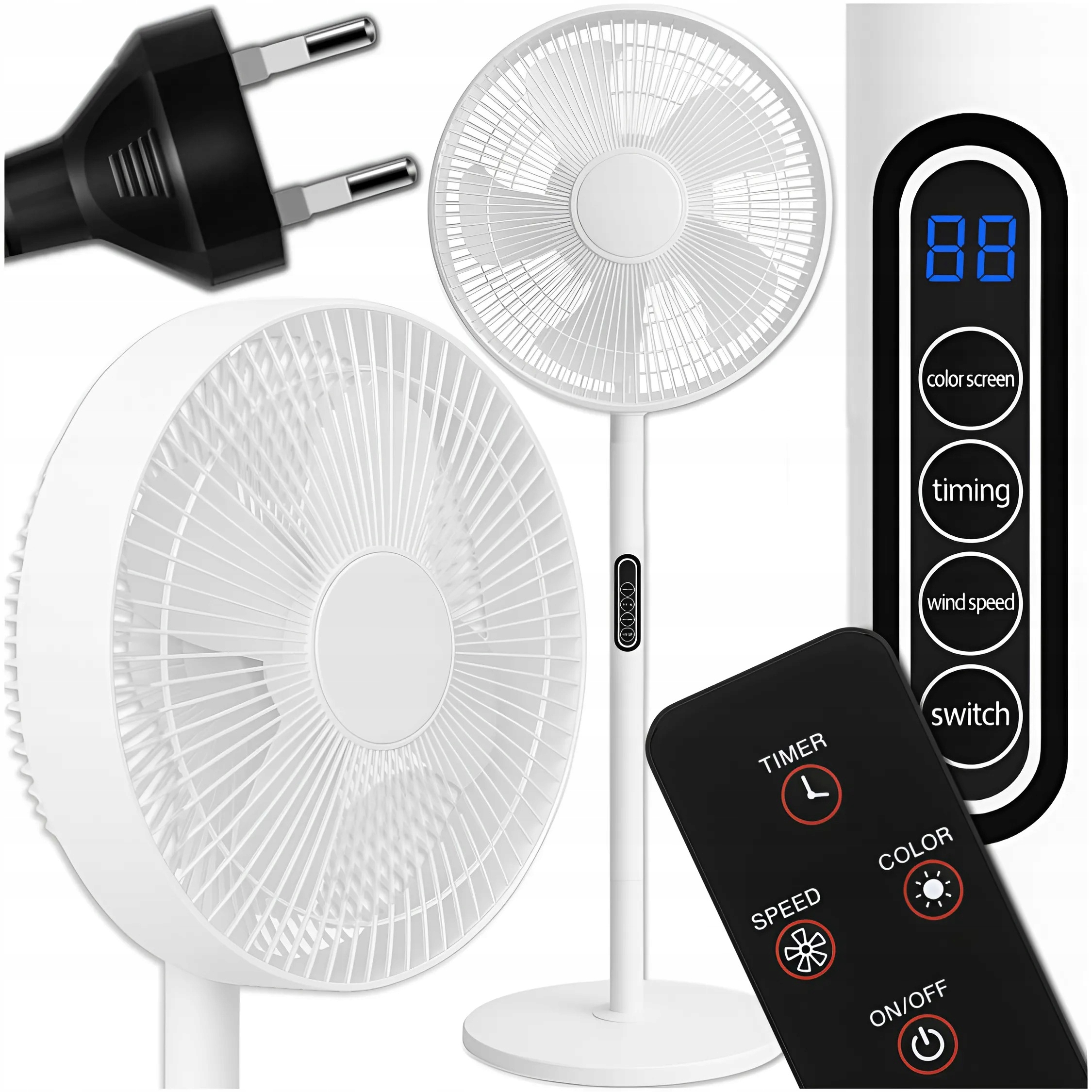BreezeSapir podlahový ventilátor bílý, 8 rychlostí a dálkové ovládání