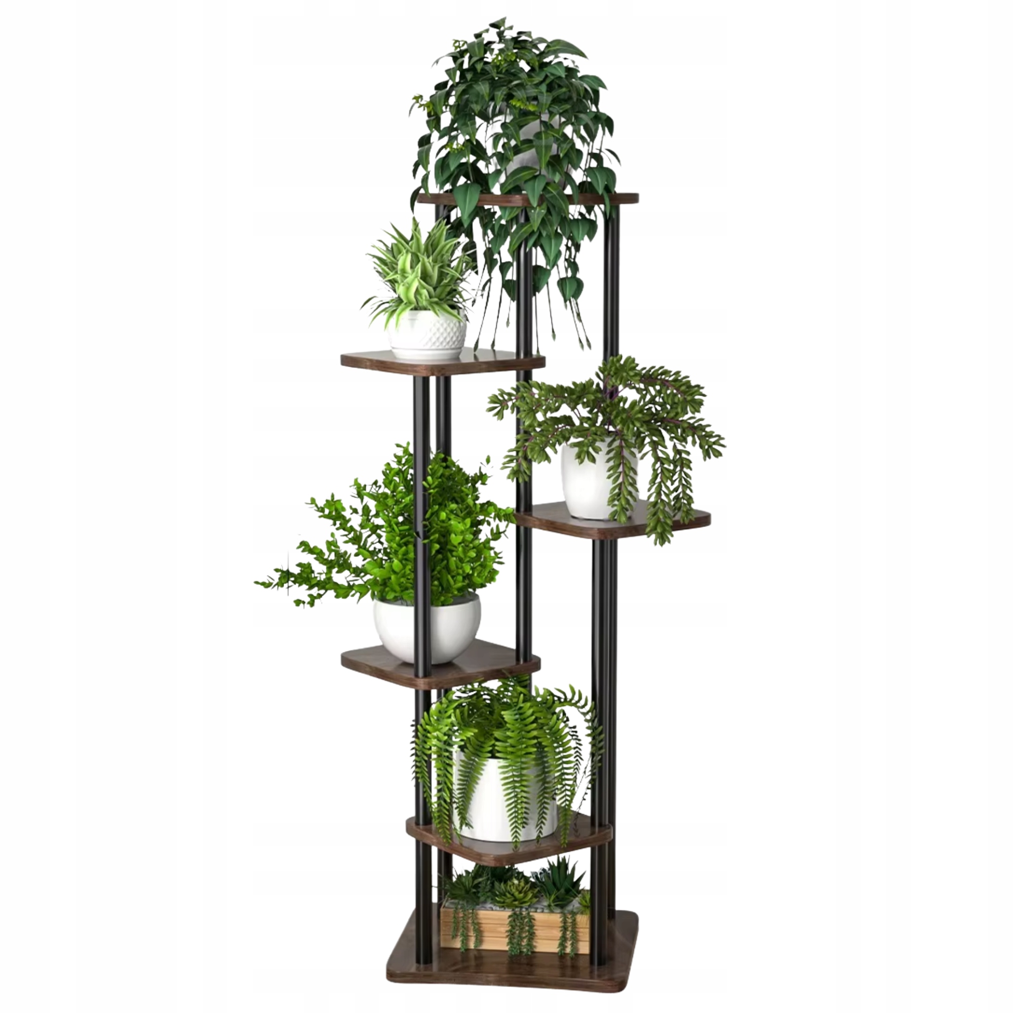 GreenTower stojan na rostliny 132 cm, 6 úrovní, dřevo/kov