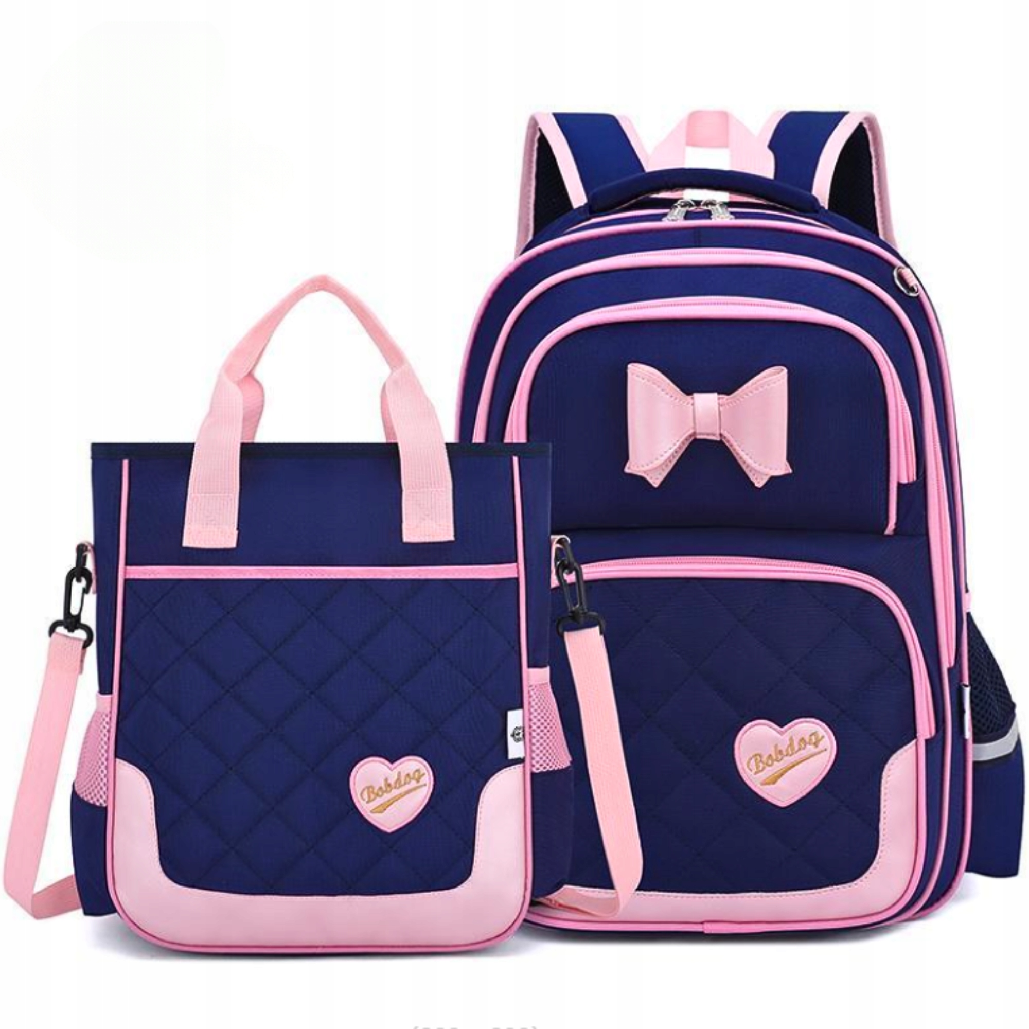 PurpleDream školní set pro dívky – fialovo/růžový batoh a stylová kabelka v jednom designu, pro první stupeň