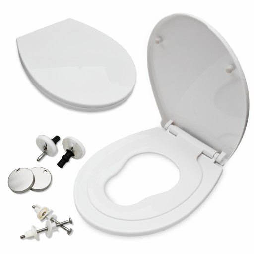 Duallo WC sedátko 2v1 s pomalým sklápěním a zabudovanou vložkou pro děti, univerzální montáž