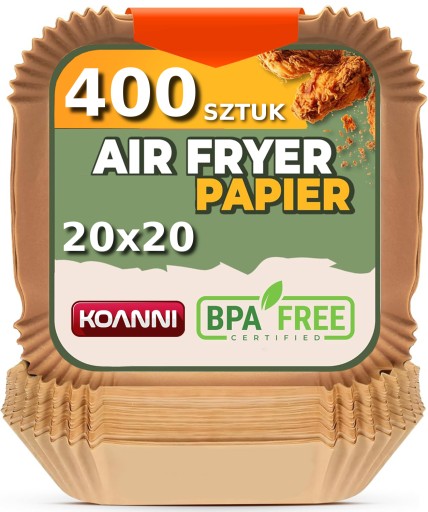 Air fryer pečící papír 400 ks – nelepivé vložky, 20×20 cm, pro Ninja / Cosori / Philips