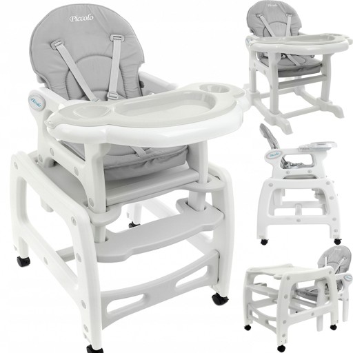 Baby PICCOLO nastavitelná jídelní židlička s houpačkou, stolkem a TÜV certifikací
