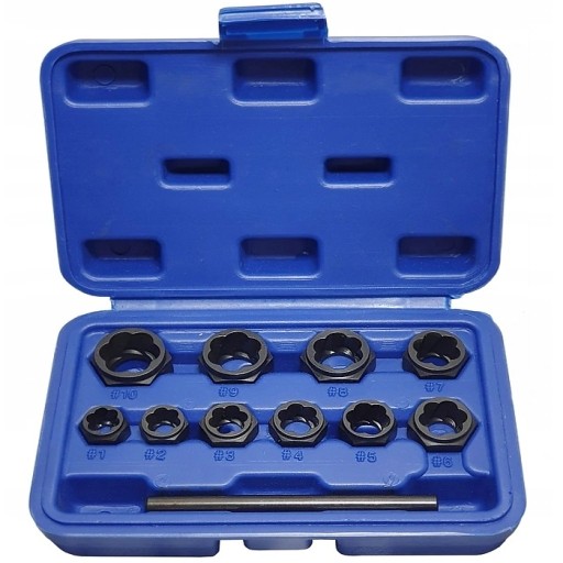 GripFix Hlavice pro demontáž poškozených matic a šroubů, 9-19 mm, set 11 ks