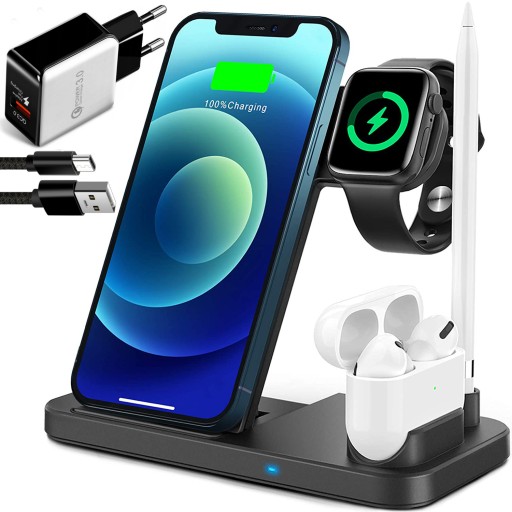 Pocket-Dock 4v1 Indukční Nabíječka pro Apple – iPhone / Watch / AirPods / Pencil, 10W, skládací